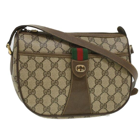 GUCCI GG Canvas Web Sherry Line Shoulder Bag Beige Red Green - Picture 1 of 15